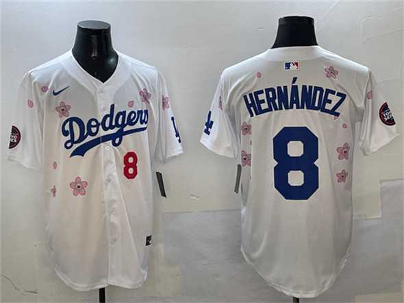 Mens Los Angeles Dodgers #8 Enrique Hernandez White 2025 Tokyo Series Limited Stitched Jersey